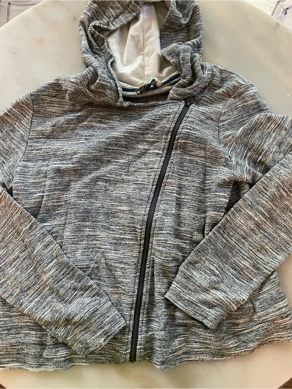 Anthropologie Gray Heathered Asymmetrical Zip Hoodie